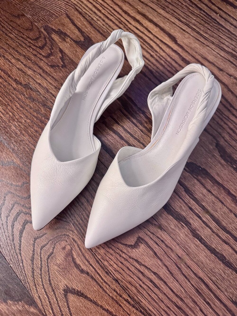 Sigerson Morrison White Leather Slingbacks 8.5